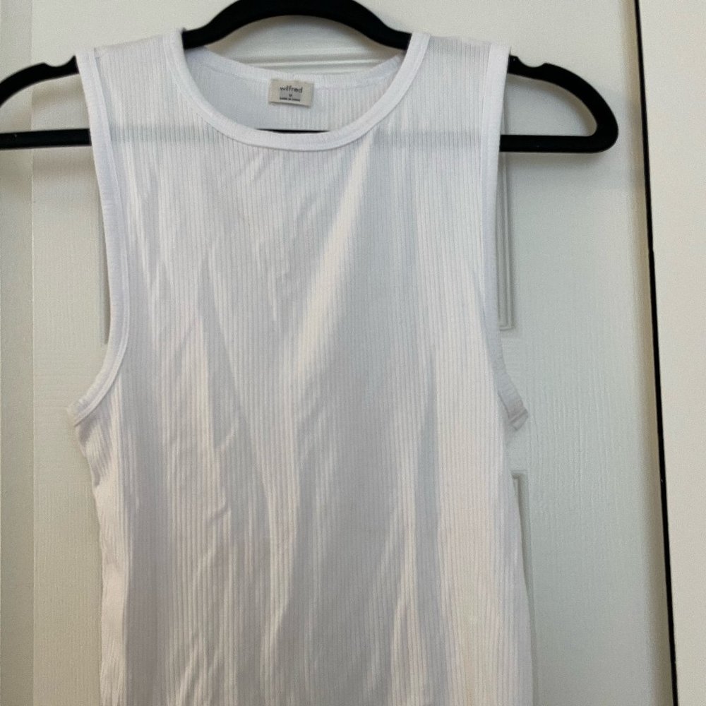Aritzia Wilfred White Ribbed Tank - M